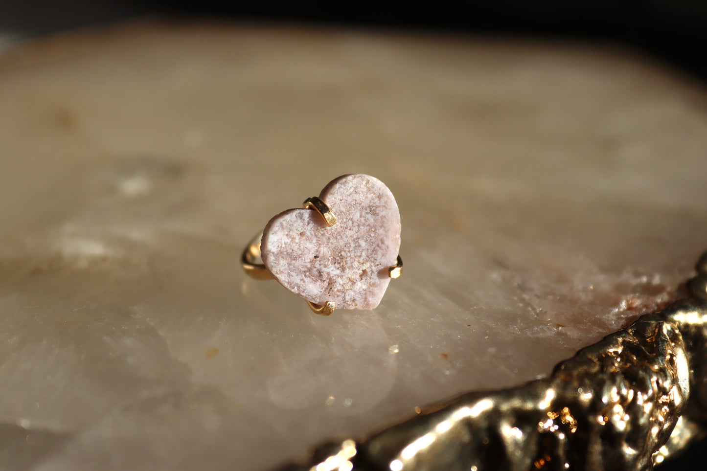 PINK AMETHYST ring heart shape
